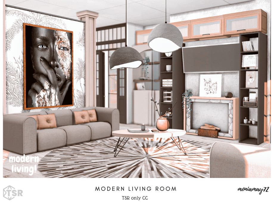 Скриншот мода Гостиная Modern Living Room (СС лот)